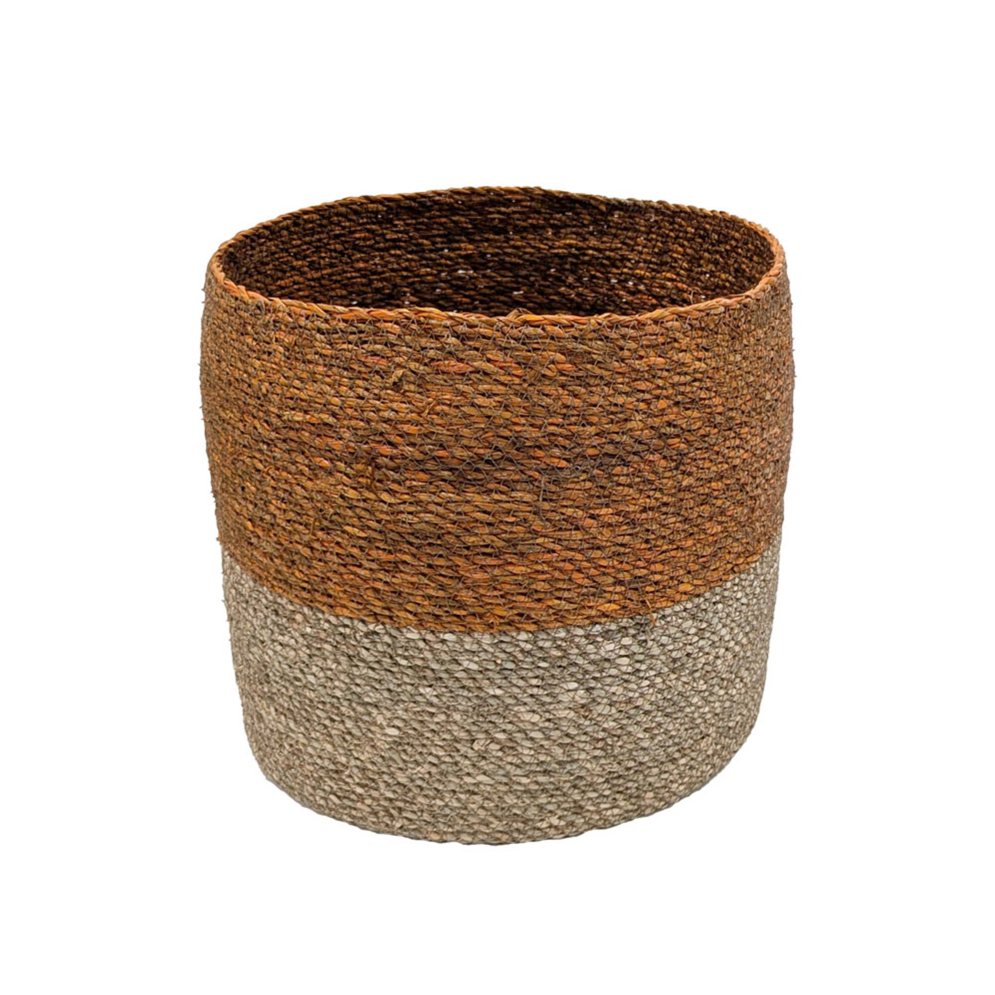 12" Terra Cotta Stripes Seagrass Basket by Ashland®